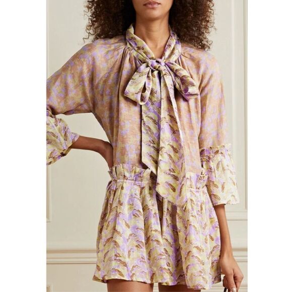 NWOT Yvonne S Linen ANGELICA MINI DRESS, Med $695 - Picture 1 of 11